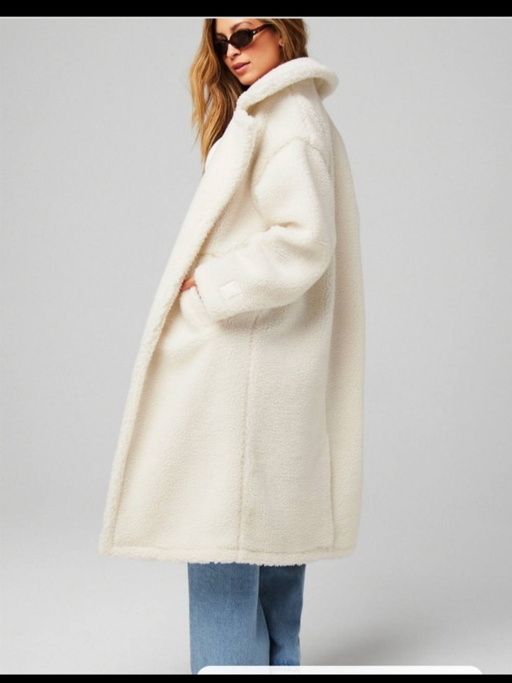 NWT Fabletics Cream Faux Shearling Teddy Coat
